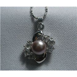 NOBLE PURPLE PEARL CZ NECKLACE;