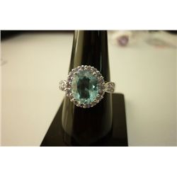 18.00 ctw BLUE TOPAZ and TANZANITE cut fine ring .925 S