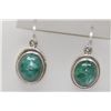 Image 1 : 34.05 CTW EMERALD CABUSHION EARINGS .925 STERLING SILVE