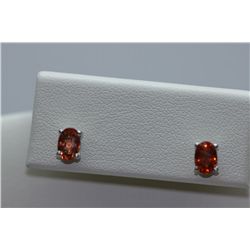 6.75 CTW ORANGE SAPPHIRE EARINGS .925 STERLING SILVER