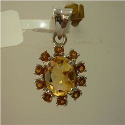 10.75 CTW CITRINE PENDANT .925 STERLING SILVER