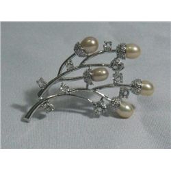 INGENIOUS PEACH PEARL CZ BROOCH AUTHENTIC PHILIPPINE PE