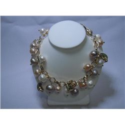 FRUITY TRI-COLOR PEARL CHARM BRACELET; AUTHENTIC PHILIP