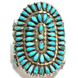 Old Pawn Turquoise Needlepoint Sterling Silver Cuff Bracelet
