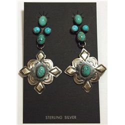 Navajo Turquoise Sterling Silver Post Earrings - Albert J Brown