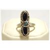 Image 1 : Zuni Onyx & Turquoise Sterling Silver Snake Women's Ring - Effie Calavaza