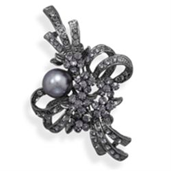 Crystal and Imitation Pearl Fashion Pin