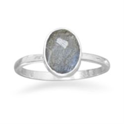 Faceted Labradorite Stackable Ring sz 8