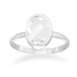 Faceted Clear Quartz Stackable Ring sz 8