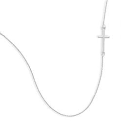 16"+2" Necklace with Off Center Cross