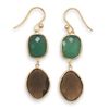Image 1 : 14 Karat Gold Plated Earrings with Onyx and Quartz