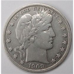 1909  Barber half $   VF/XF closer to XF est $100-$115