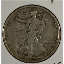 1918-D WALKING LIBERTY HALF DOLLAR VF/XF