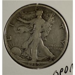 1919-D WALKING LIBERTY HALF DOLLAR VF