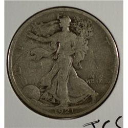 1921 WALKING LIBERTY HALF DOLLAR F/VF