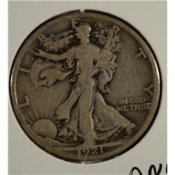 1921-D WALKING LIBERTY HALF DOLLAR FINE