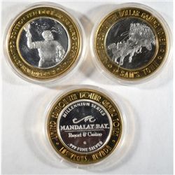 ( 3 ) COLLECTABLE LAS VEGAS SILVER CASINO TOKENS