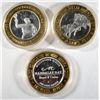 Image 1 : ( 3 ) COLLECTABLE LAS VEGAS SILVER CASINO TOKENS