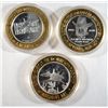 Image 2 : ( 3 ) COLLECTABLE LAS VEGAS SILVER CASINO TOKENS