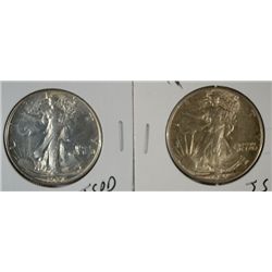 1937 & 41 WALKING LIBERTY HALVES BOTH BU