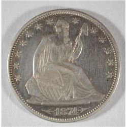 1874 ARROWS SEATED HALF DOLLAR AU