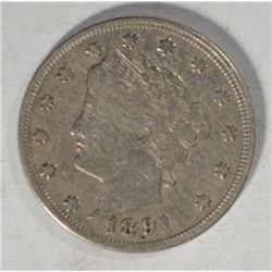 1891 LIBERTY NICKEL VF
