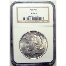 1922-D PEACE DOLLAR NGC MS-65