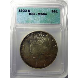 1922-S PEACE DOLLAR ICG MS64