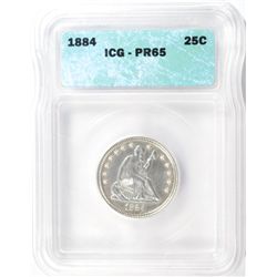 1884 proof  quarter  ICG PR65  nearly flawless  If u see marks prob on holder