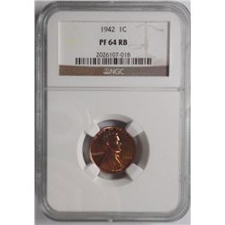 1942 proof   Lincoln penny  NGC 64RB