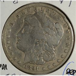 1891-CC MORGAN DOLLAR VG