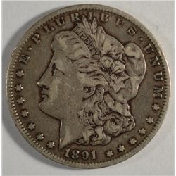 1891-CC MORGAN DOLLAR VF