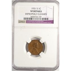 1931-S LINCOLN ONE CENT NGC VF CLEANED