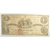 Image 1 : 1861 $5.00 CONFEDERATE BILL VG