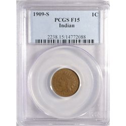 1909-S INDIAN ONE CENT PCGS F-VF 15
