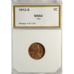 1912-S LINCOLN ONE CENT PCI MS64 RED NICE