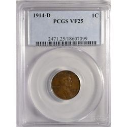 1914-D LINCOLN ONE CENT PCGS VF 25