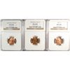 Image 1 : 1947 LINCOLN ONCE CENT NGC MS65 RED AND 2-1960 SD MS65 RED AND MS66 RED! 3 COINS
