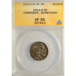 1914 D BUFFALO NICKEL ANACS VF35