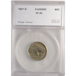 1937 D 3 LEGGED BUFFALO NICKEL SEGS