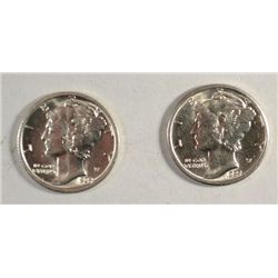 1927, 1934 MERCURY DIMES NICE MS64 COINS
