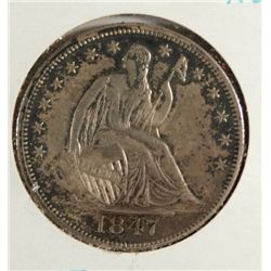 1847 SEATED HALF DOLLAR NICE AU55