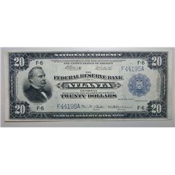 1918 $20 FEDERAL RESERVE NOTE ATLANTA CHOICE CU