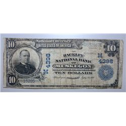1902 $10 MUSKEGON MI. HACKLEY BANK VG-F