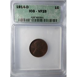 1914-D LINCOLN WHEAT CENT ICG VF25