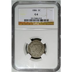 1886 LIBERTY "V" NICKEL NGC G-VG 6