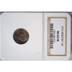 1916 MERCURY DIME NGC MS-64 FB