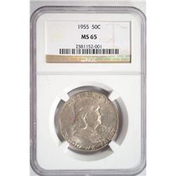 1955 FRANKLIN HALF DOLLAR NGC MS-65 NICE ORIGINAL TONE