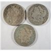 Image 1 : ( 3 ) THREE CIRCULATED MORGAN SILVER DOLLARS