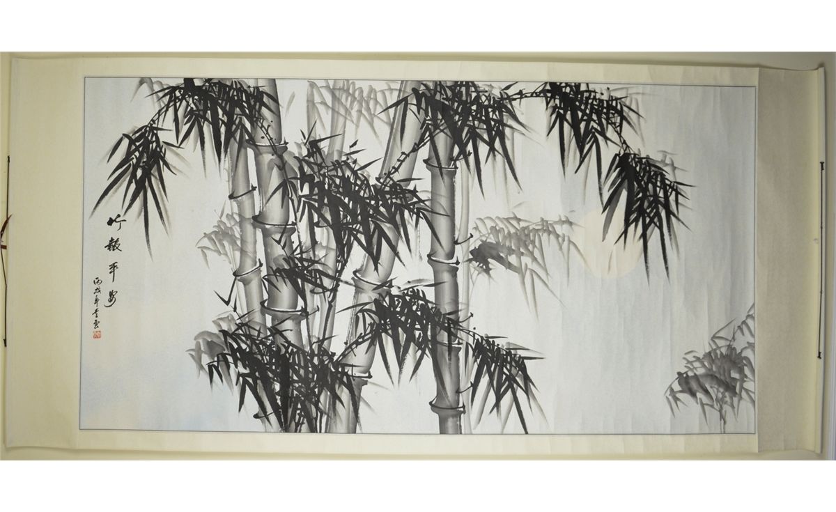 Chinese Watercolour Painting Scroll Bamboo Li Yue